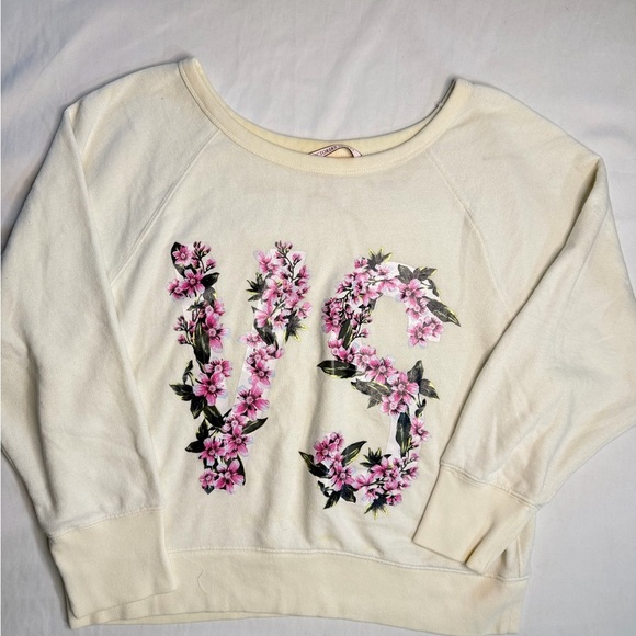 Victoria's Secret Sweaters - Victoria's Secret Cream Floral Sweatshirt